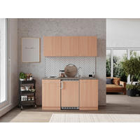 MINIKÖK 150 cm   i bokfärgad  - bokfärgad/aluminiumfärg, Klassisk, trämaterial/plast (150cm) - Respekta