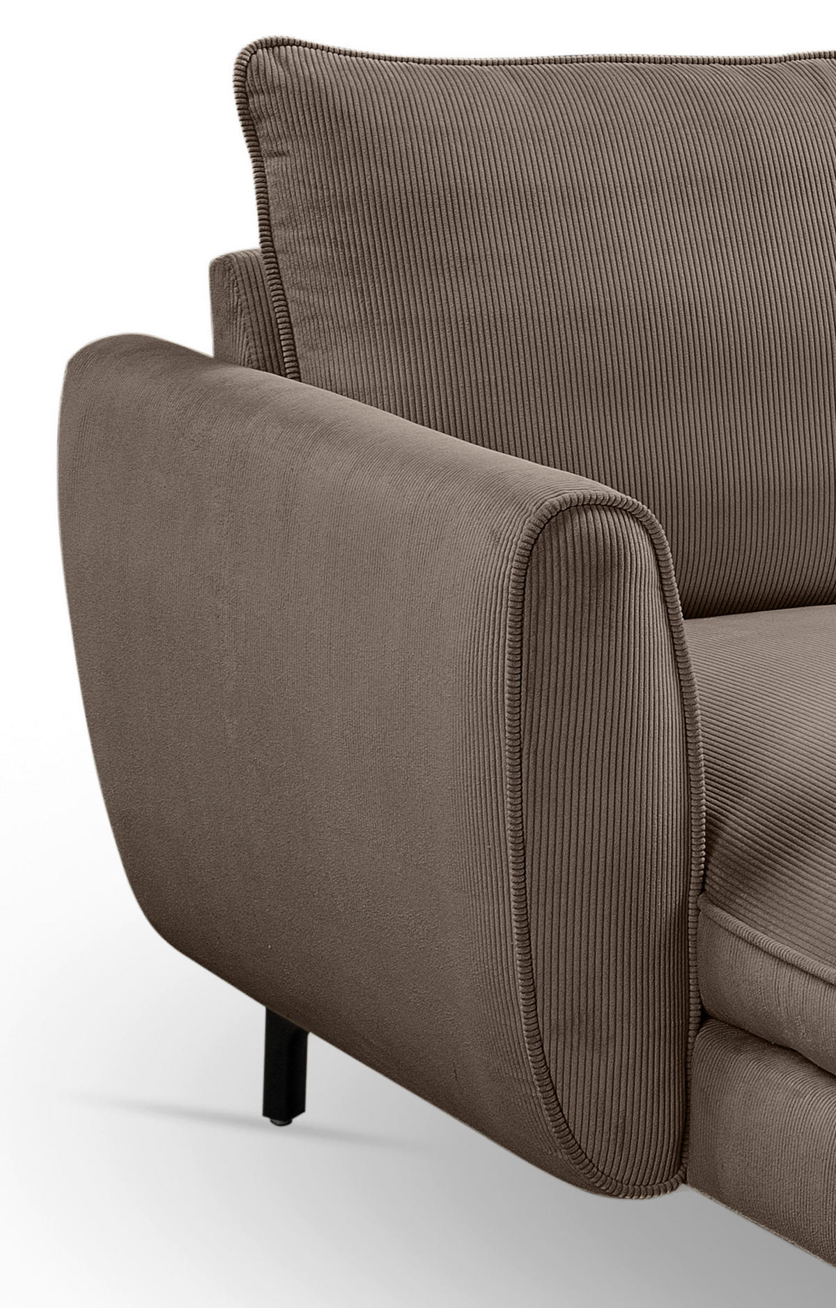 ECKSOFA TORONTO Beigebraun Cord  - Beigebraun/Schwarz, Basics, Textil/Metall (202/361cm) - MID.YOU