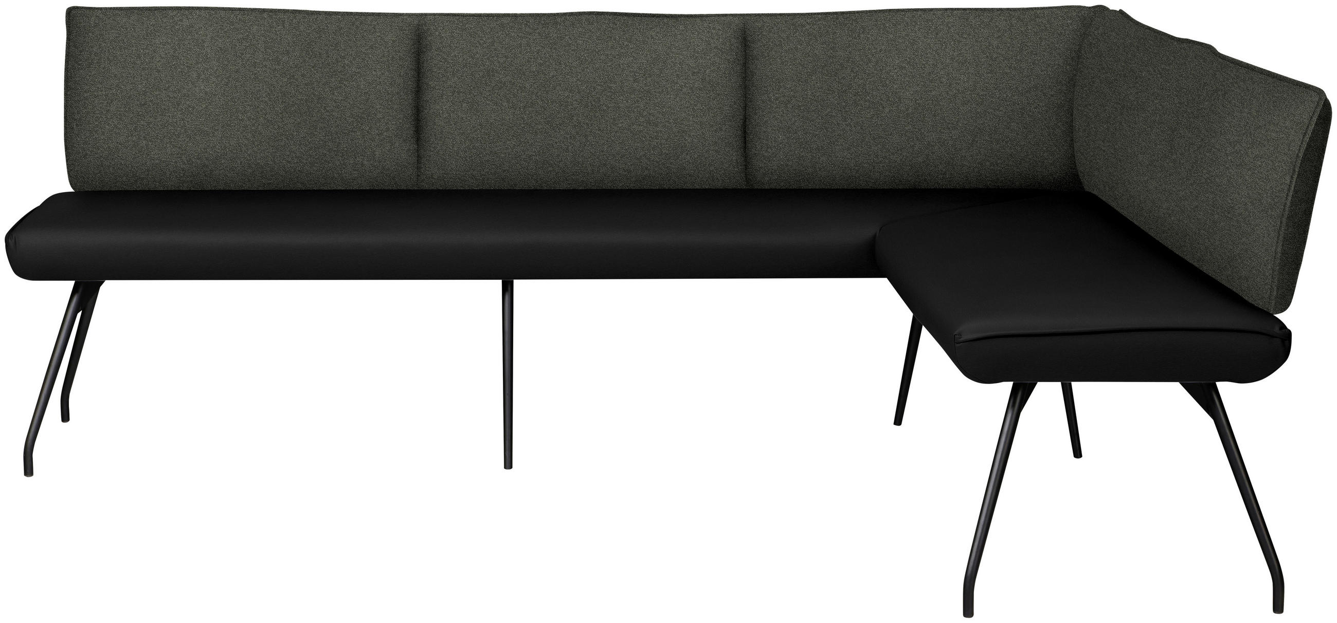 ECKBANK Metall, Textil Schwarz  - Schwarz, Design, Textil/Metall (205/155cm) - Moderano