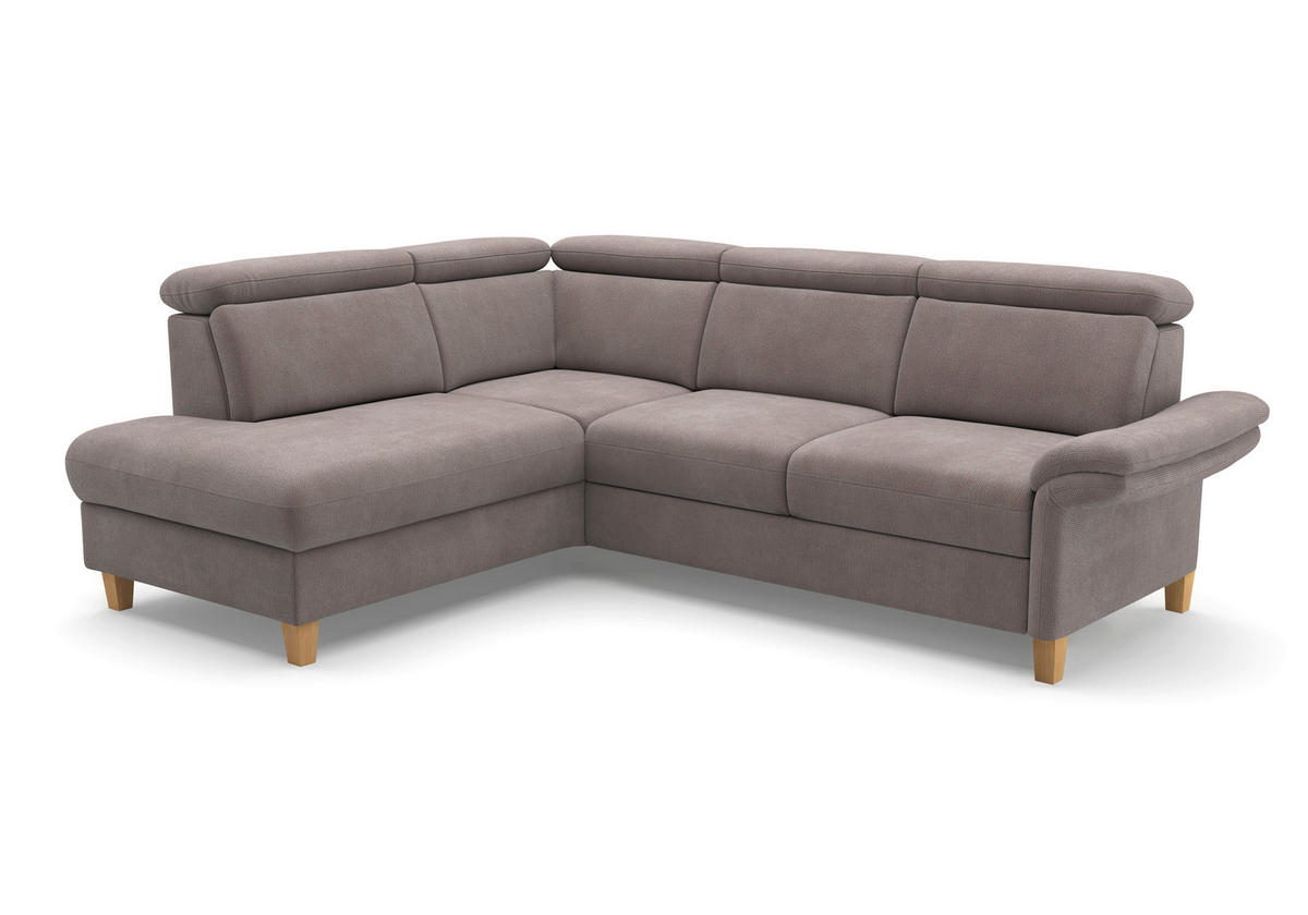 ECKSOFA GLENDALE E Taupe Flachgewebe  - Taupe/Eichefarben, KONVENTIONELL, Holz/Textil (193/247cm) - Sit & More