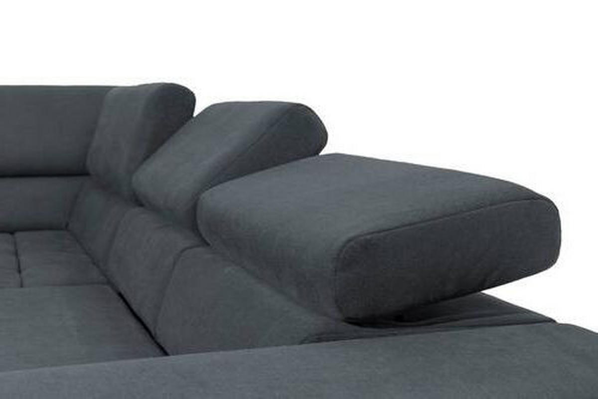 ECKSCHLAFSOFA in Dunkelgrau Textil   - Dunkelgrau/Schwarz, Design, Holz/Textil (201/307cm) - Livetastic