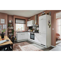 ECKKÜCHE 165/285 cm  in Grau, Weiß Hochglanz  - Edelstahlfarben/Weiß Hochglanz, Design, Holzwerkstoff/Metall (165/285cm) - Pino