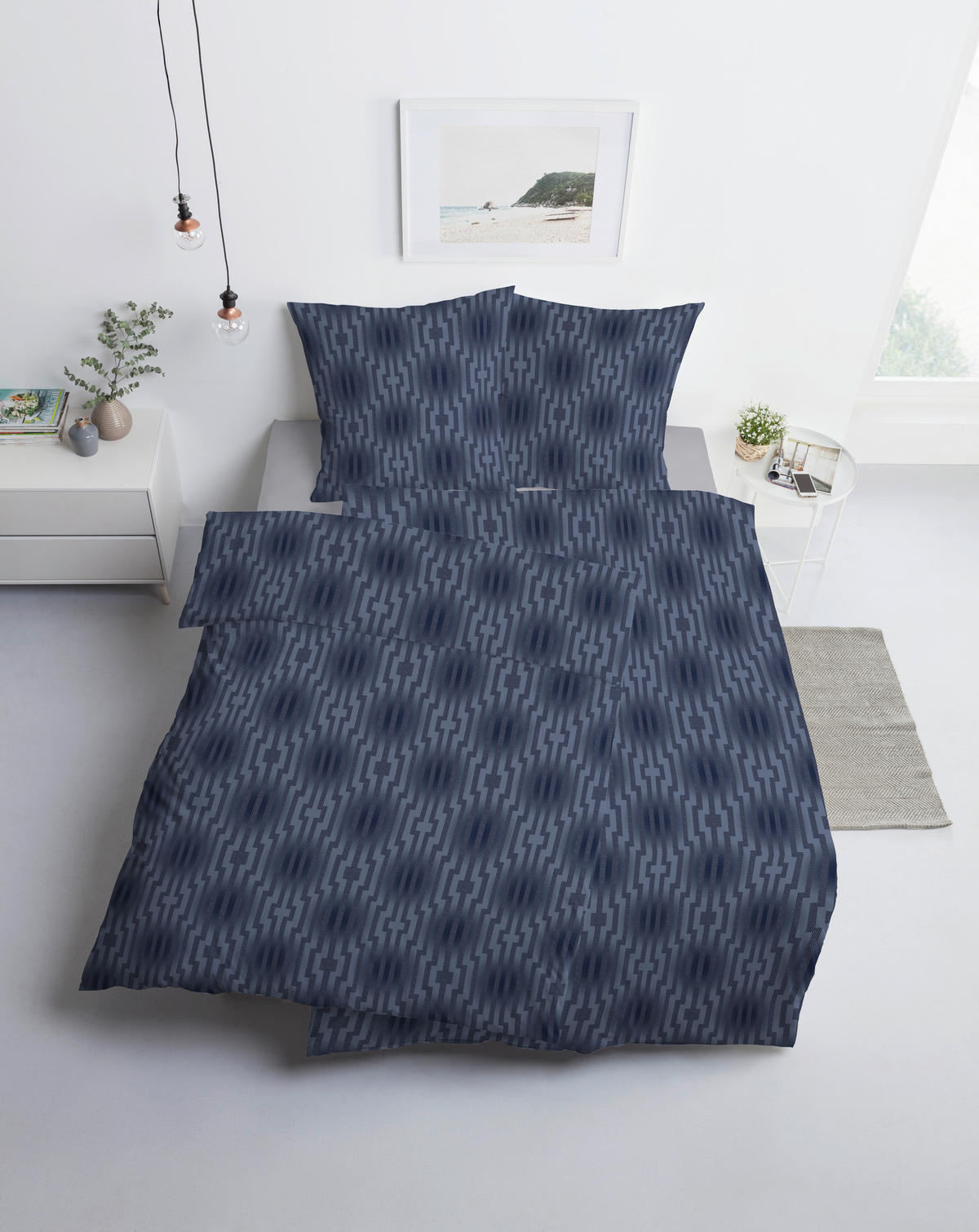 BETTWÄSCHE ATELIER Interlock-Jersey 155/220 cm  - Dunkelblau, Design, Textil (155/220cm) - Estella