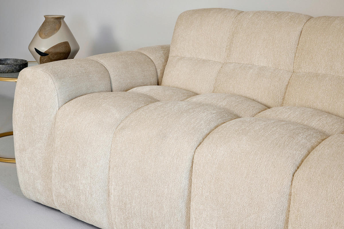 ECKSOFA RELAX BUBBLE CORNER L-R EU Beige Bouclé  - Beige/Schwarz, MODERN, Holz/Kunststoff (305/159cm) - Livetastic