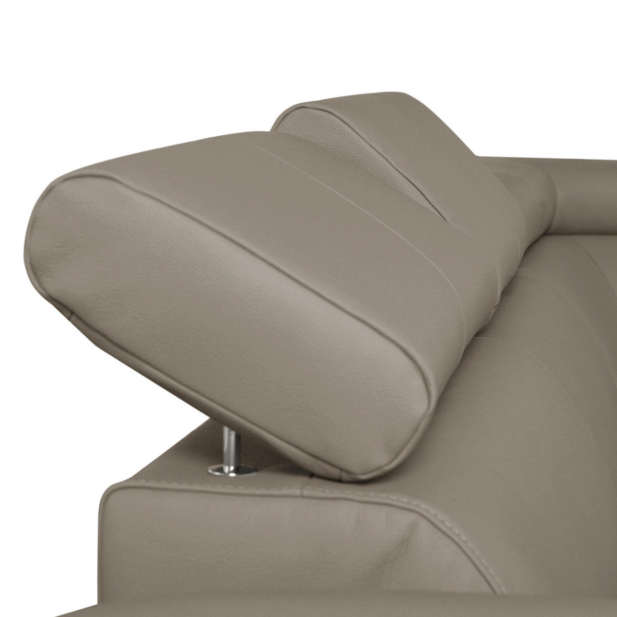 ECKSOFA Hellgrau Echtleder Lederlook  - Chromfarben/Hellgrau, Design, Leder/Textil (248/208cm) - Livetastic