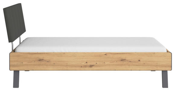 BETT 90/200 cm  in Eiche Artisan  - Eiche Artisan/Grau, Design, Holzwerkstoff/Textil (90/200cm) - Carryhome