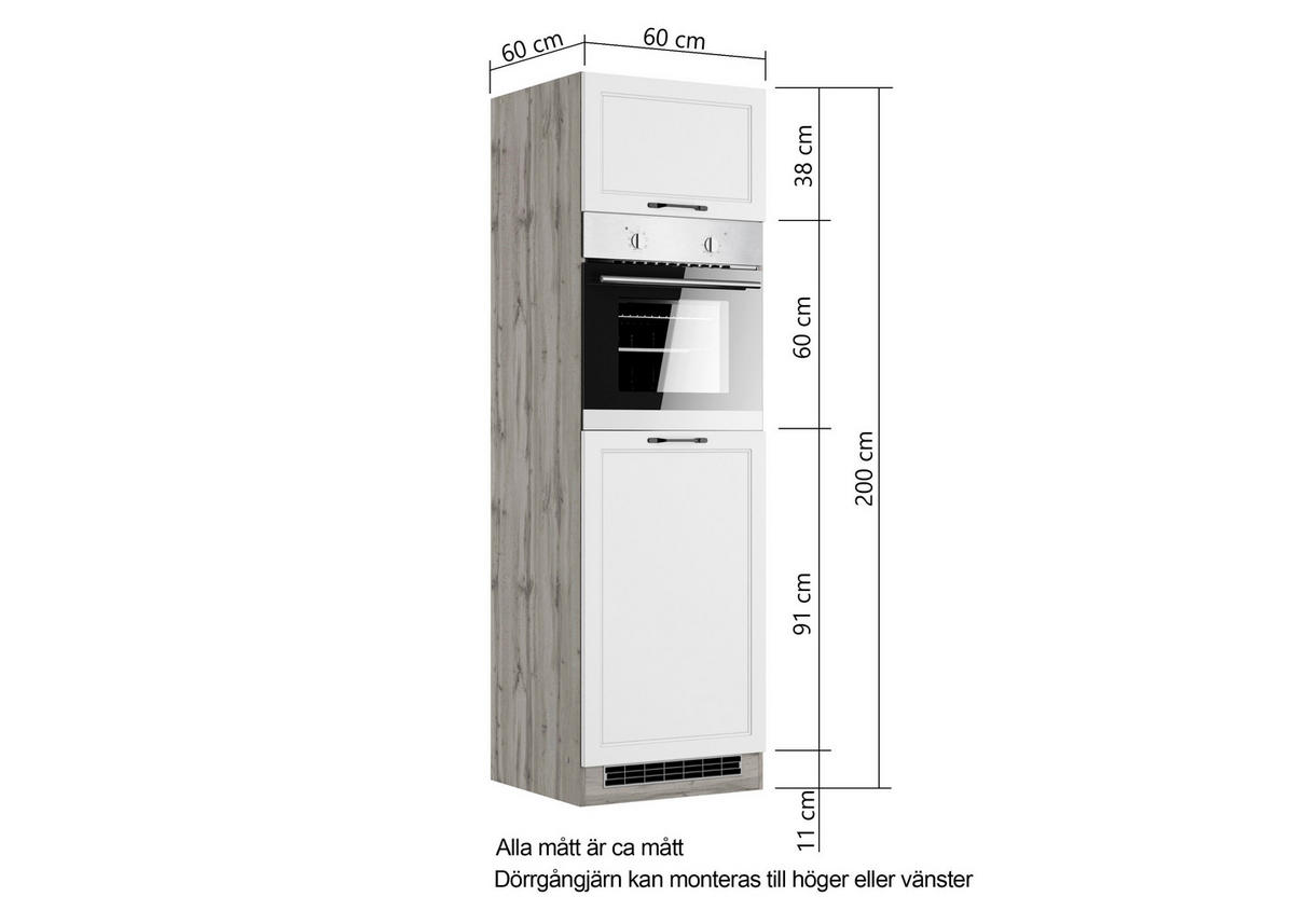 SKÅP FÖR VITVAROR 60/200/60 cm  i grå  - grå/svart, Lifestyle, metall/trämaterial (60/200/60cm) - Held