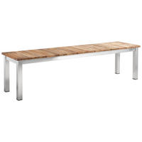 GARTENBANK 180/45/45 cm Recyclingholz, Teakholz  Edelstahl  - Edelstahlfarben/Teakfarben, LIFESTYLE, Holz/Metall (180/45/45cm) - Amatio