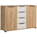 SIDEBOARD  130/87/40 cm 4 Schublade(n)  - Kaschmir/Schwarz, KONVENTIONELL, Holzwerkstoff/Metall (130/87/40cm) - Carryhome