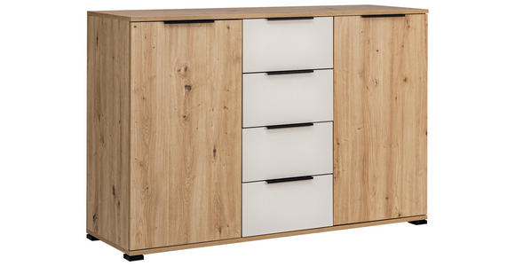 SIDEBOARD  130/87/40 cm 4 Schublade(n)  - Kaschmir/Schwarz, KONVENTIONELL, Holzwerkstoff/Metall (130/87/40cm) - Carryhome