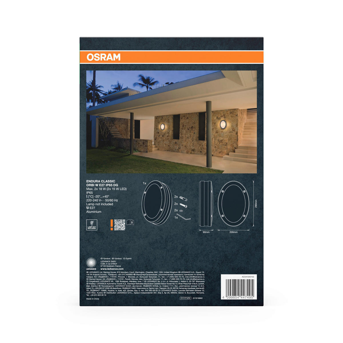 AUßENLEUCHTE 20/9/29 cm   - Dunkelgrau, Basics, Kunststoff/Metall (20/9/29cm) - Osram