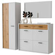 GARDEROBE 3-teilig  in 205/198/37 cm  - Eichefarben/Weiß, Design, Glas/Holzwerkstoff (205/198/37cm) - Xora