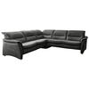 ECKSOFA in Echtleder Schwarz  - Alufarben/Schwarz, Design, Leder/Metall (277/277cm) - Valdera