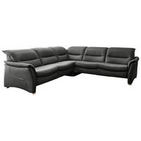 ECKSOFA in Echtleder Schwarz  - Alufarben/Schwarz, Design, Leder/Metall (277/277cm) - Valdera