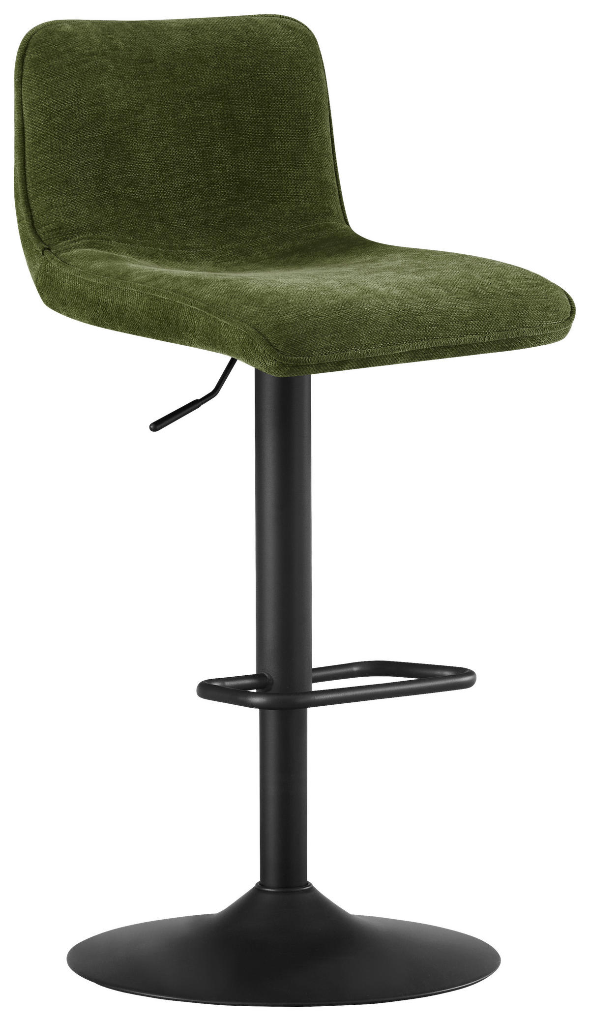 BARHOCKER Webstoff Grün, Schwarz Eisen Stoffauswahl, Sitzfläche 360° drehbar  - Schwarz/Grün, Design, Textil/Metall (45/88-109,5/50cm) - home24