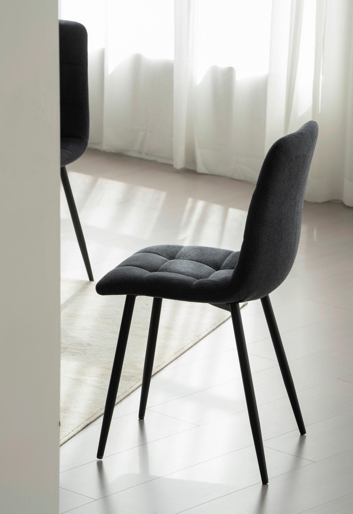 STOL S ŠTIRIMI NOGAMI, les, kovina, tekstil črna  - črna, Konvencionalno, kovina/tekstil (45/88/55cm) - P & B