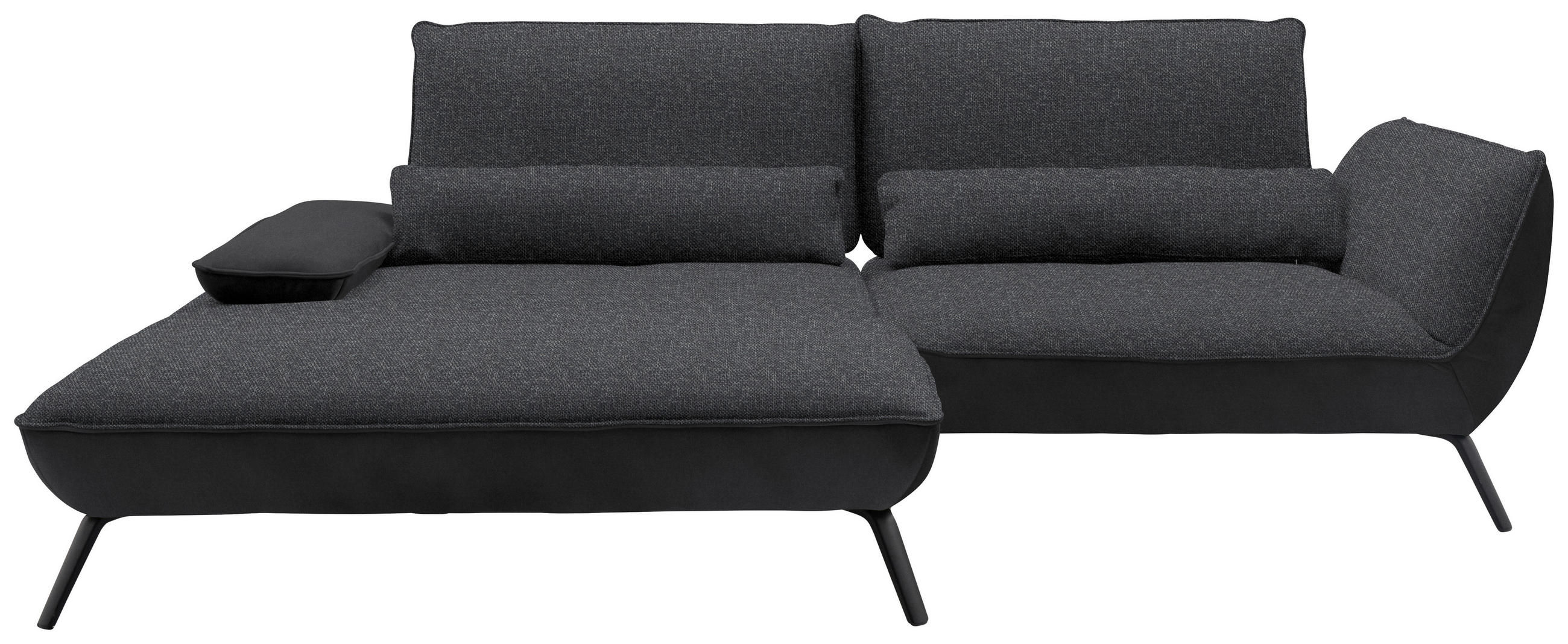 ECKSOFA in Flachgewebe Anthrazit  - Anthrazit/Schwarz, Design, Textil/Metall (191/273cm) - Moderano