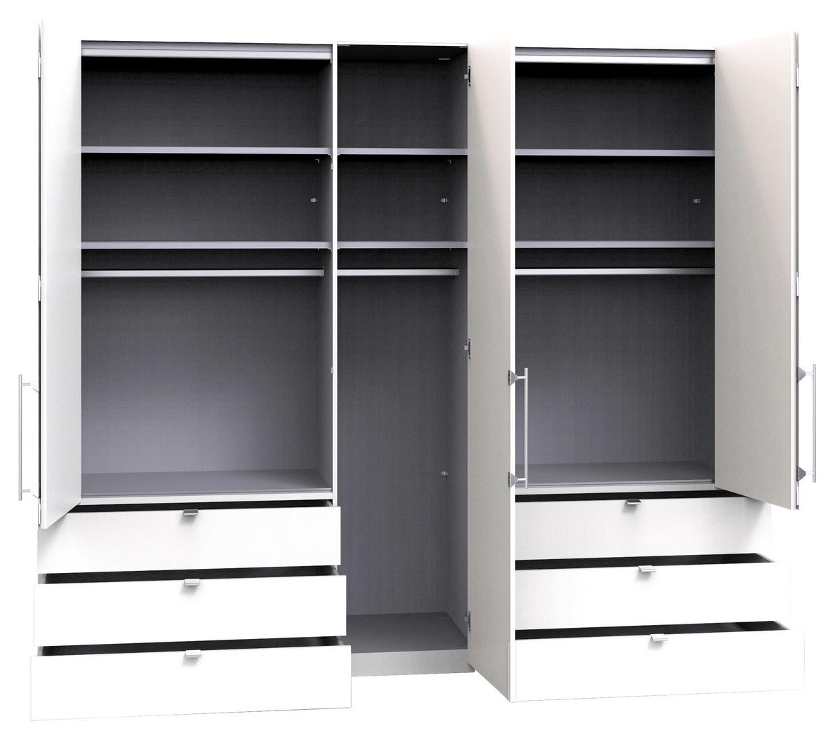 FALTTÜRENSCHRANK 250/216/58 cm 3-türig Weiß, Eichefarben  - Chromfarben/Eichefarben, KONVENTIONELL, Glas/Holzwerkstoff (250/216/58cm) - Venda