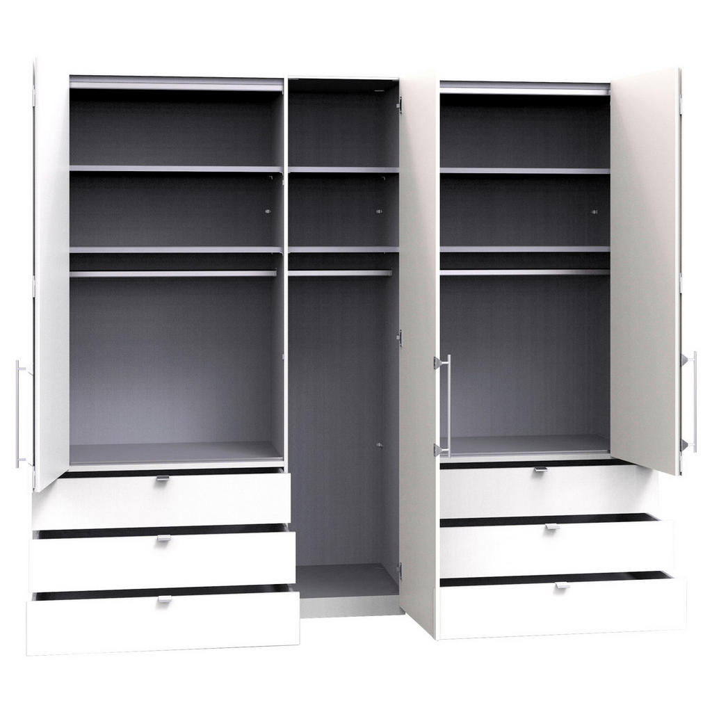 Thumbnail - Venda Falttürenschrank Loft, Hellgrau, Dunkelgrau, Metall, 6 Fächer, 6 Schubladen, 250x216x58 cm, ISO 9001, Goldenes M, ...