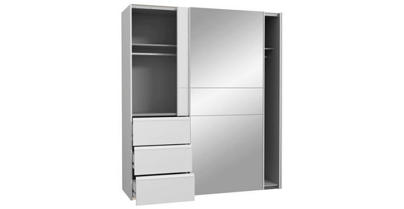 SCHWEBETÜRENSCHRANK  in Weiß  - Alufarben/Weiß, Basics, Holzwerkstoff/Metall (170/200/61cm) - Carryhome