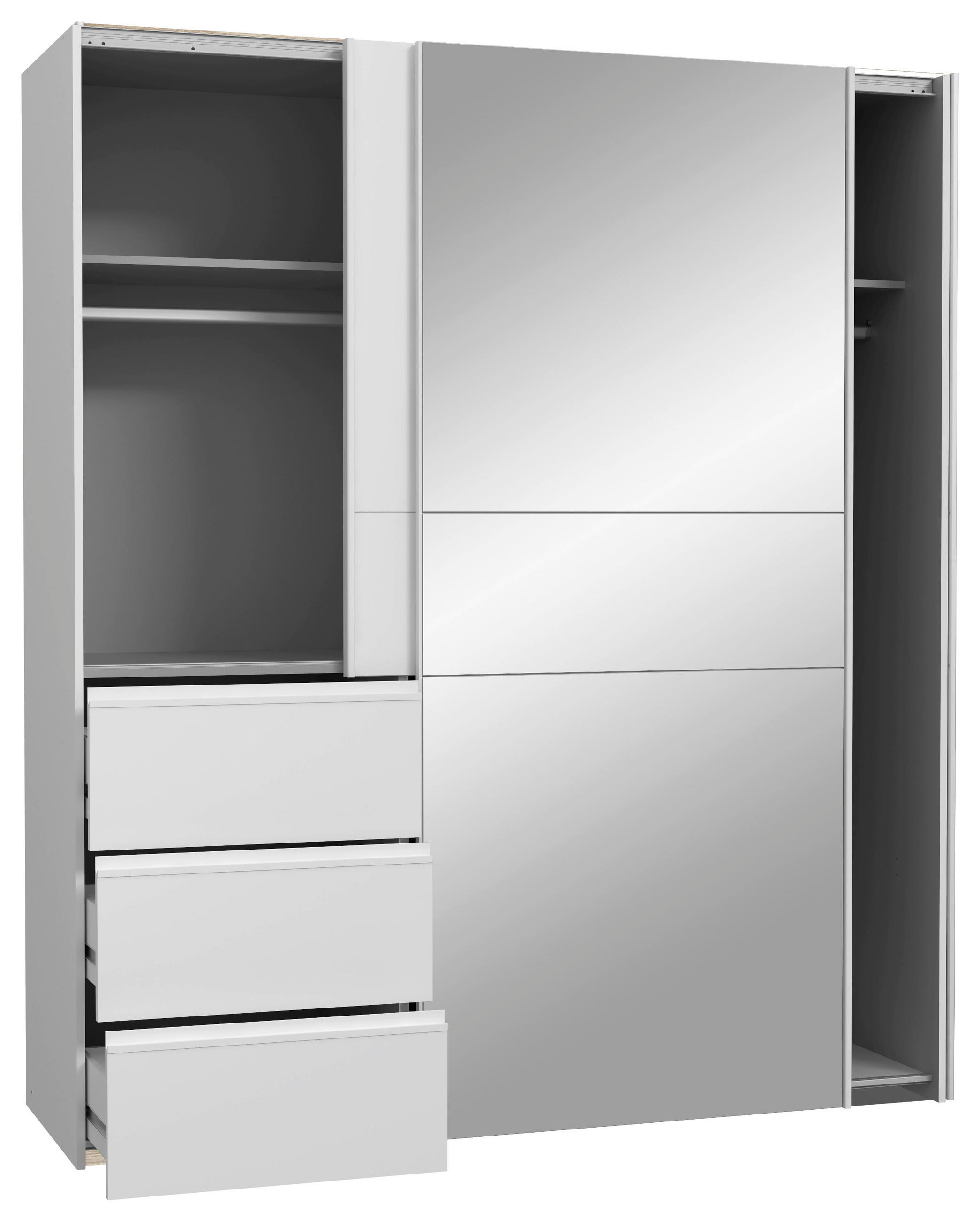 SCHWEBETÜRENSCHRANK 170/200/61 cm 2-türig Weiß  - Alufarben/Weiß, Basics, Holzwerkstoff/Metall (170/200/61cm) - Carryhome