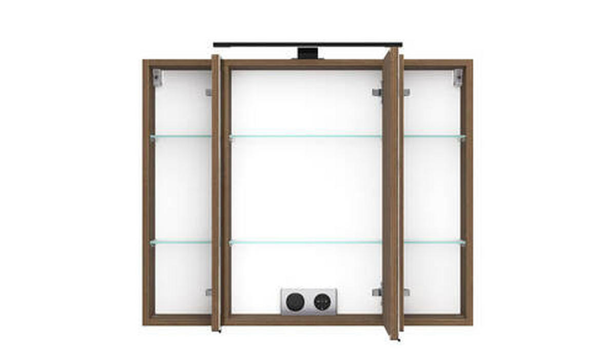 SPIEGELSCHRANK 80/64/20 cm  - Dunkelbraun/Schwarz, Natur, Glas/Holzwerkstoff (80/64/20cm) - Held