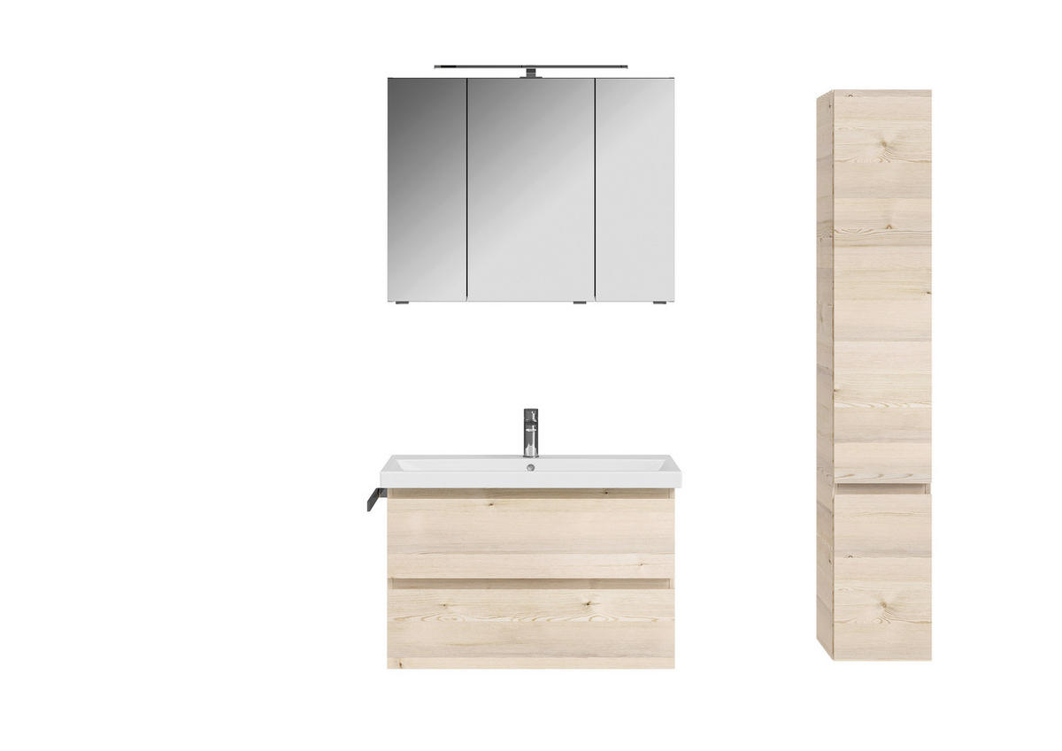 BADEZIMMER  in 90 cm  - Weiß/Pinienfarben, KONVENTIONELL, Glas/Keramik (90cm) - Sadena