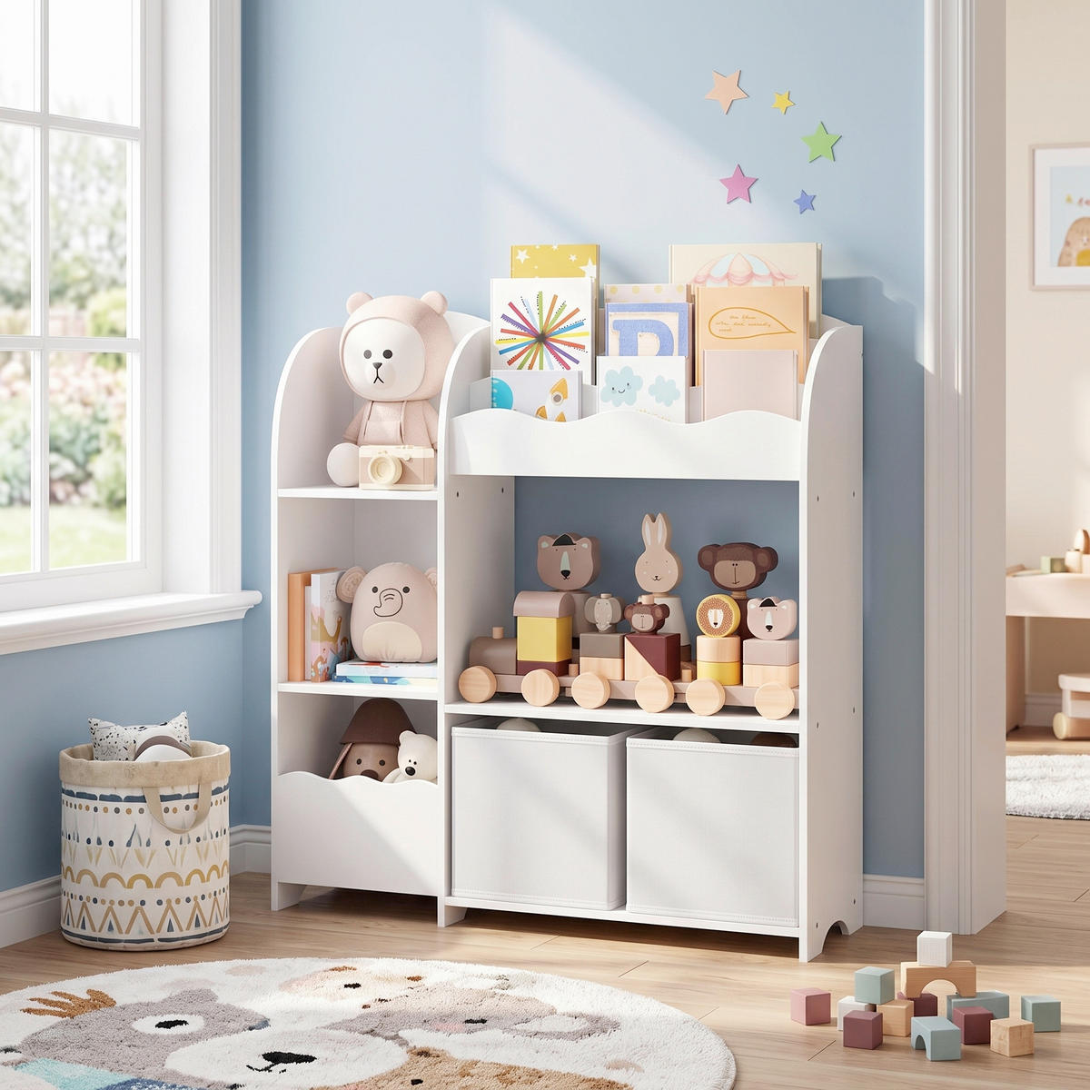 KINDERREGAL Weiß  - Weiß, MODERN, Holzwerkstoff/Textil (62,5/70,2/29,5cm) - MID.YOU