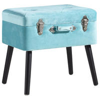 HOCKER Samt Kiefer Schwarz, Blau  - Blau/Schwarz, Trend, Holz/Textil (50/46/35cm) - Xora