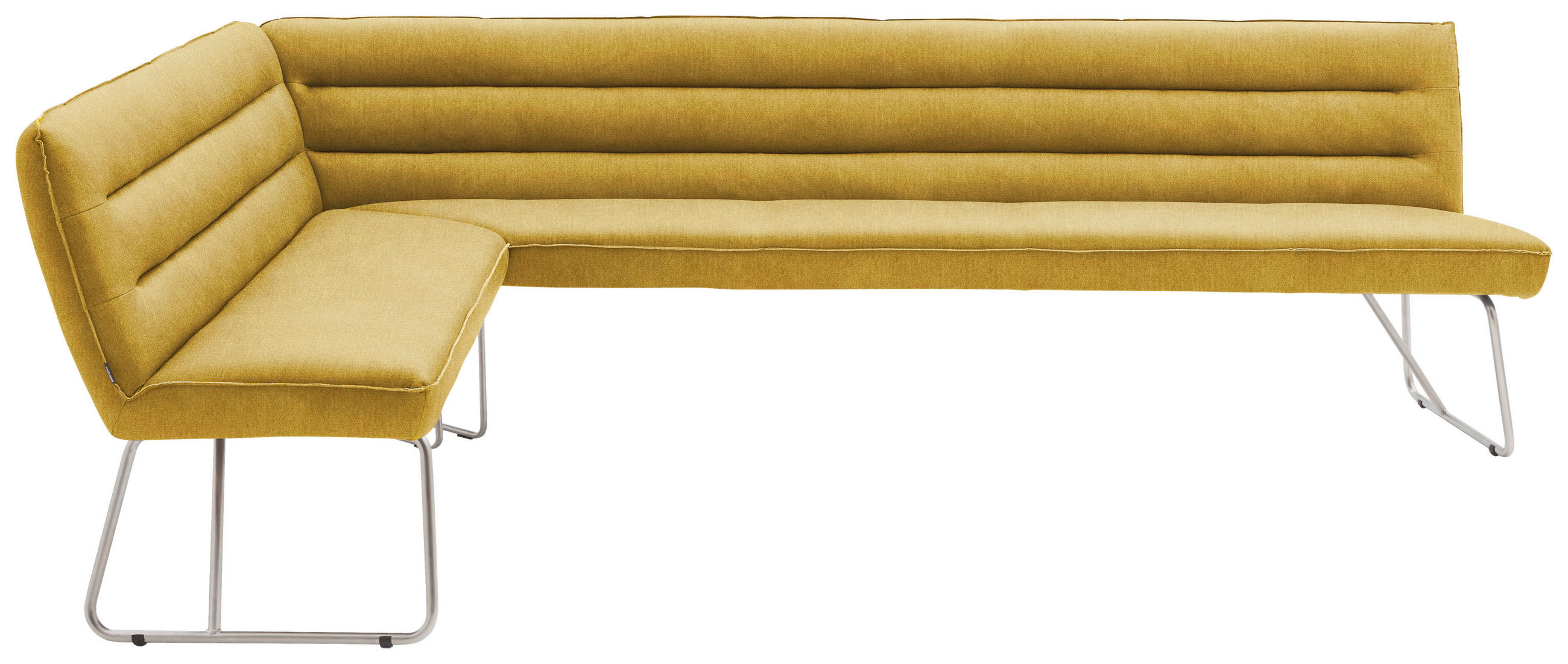 ECKBANK in Metall, Textil Gelb, Edelstahlfarben  - Edelstahlfarben/Gelb, Design, Textil/Metall (174/274cm) - Dieter Knoll
