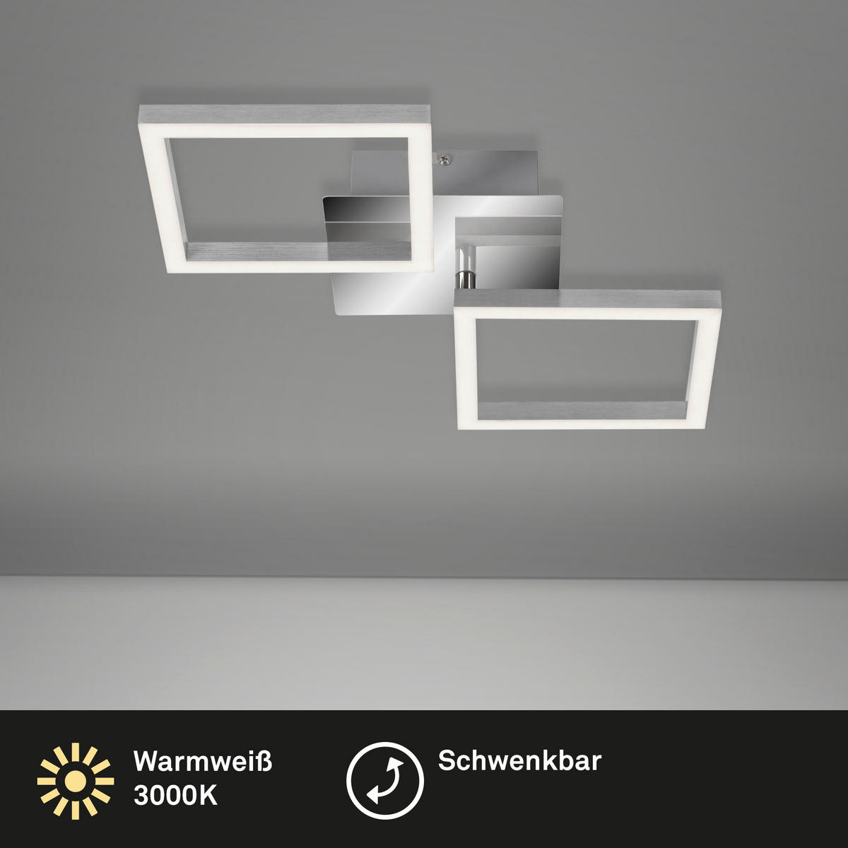 LED-DECKENLEUCHTE 47/22.6/7.3 cm  - Alufarben, Design, Kunststoff/Metall (47/22.6/7.3cm)