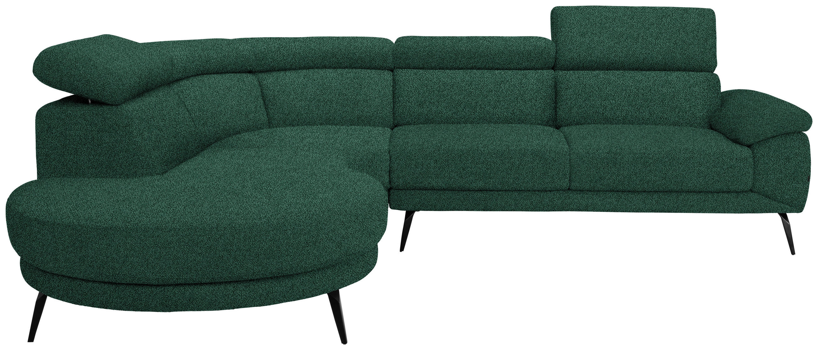 ECKSOFA Grün Velours  - Schwarz/Grün, Design, Textil/Metall (264/299cm) - Novel