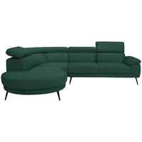 ECKSOFA Grün Velours  - Schwarz/Grün, Design, Textil/Metall (264/299cm) - Novel
