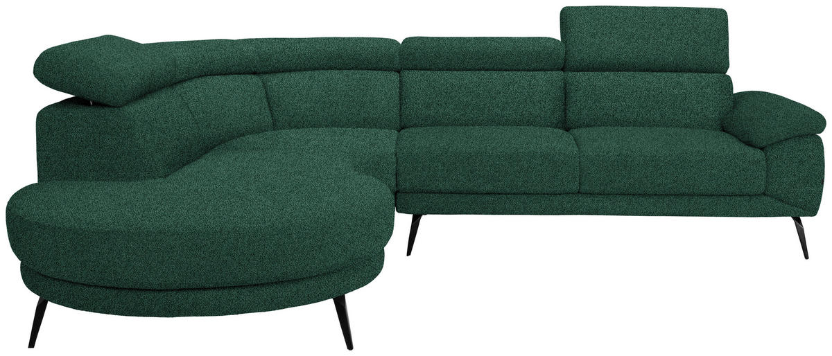 ECKSOFA Grün Velours  - Schwarz/Grün, Design, Textil/Metall (264/299cm) - Novel