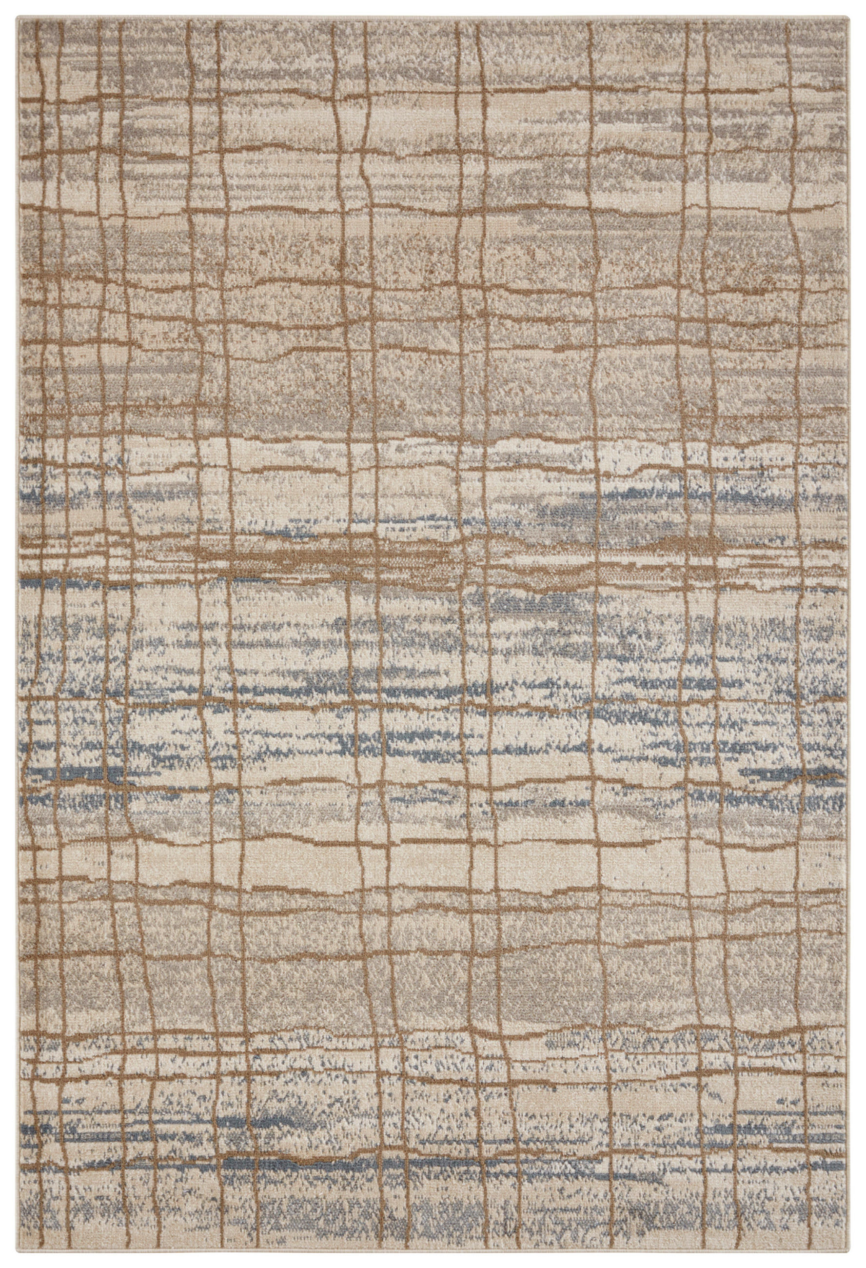 FLACHWEBETEPPICH 80/120 cm Terrain Blau, Creme  - Blau/Creme, Basics, Kunststoff/Textil (80/120cm)