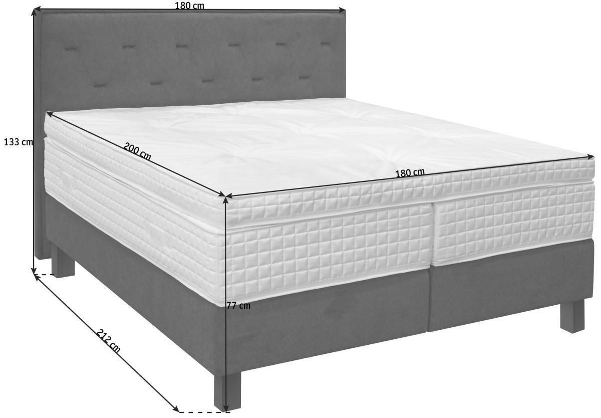 KONTINENTALSÄNG 180/200 cm  i mörkgrå  - mörkgrå/svart, Klassisk, trä/textil (180/200cm) - Elegando
