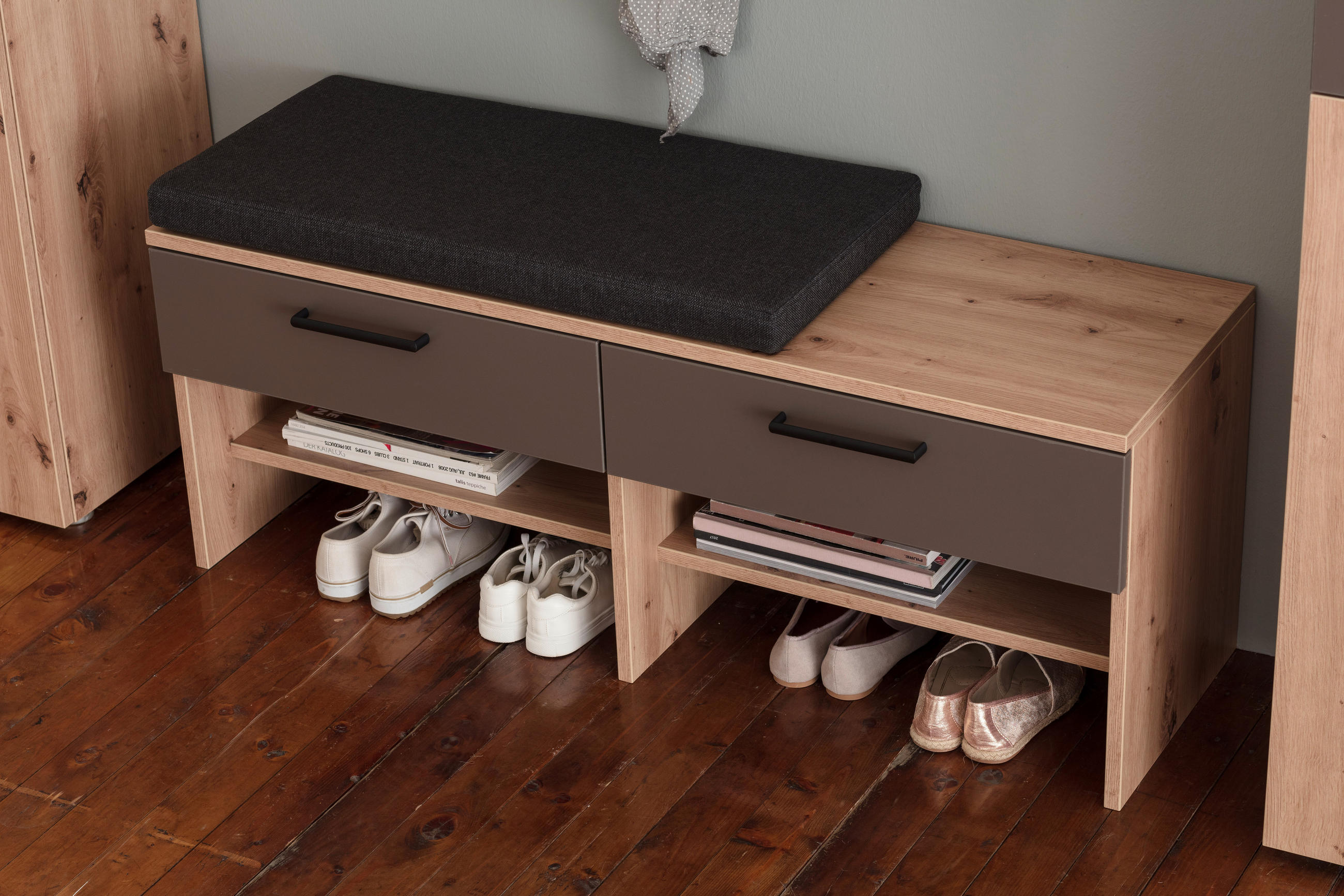 Thumbnail - Moderano Garderobe, Braun, Eiche, Holzwerkstoff, 7-teilig, 1 Schublade(n) Schubladen, 260x200x38 cm, Typenauswahl, indiv...