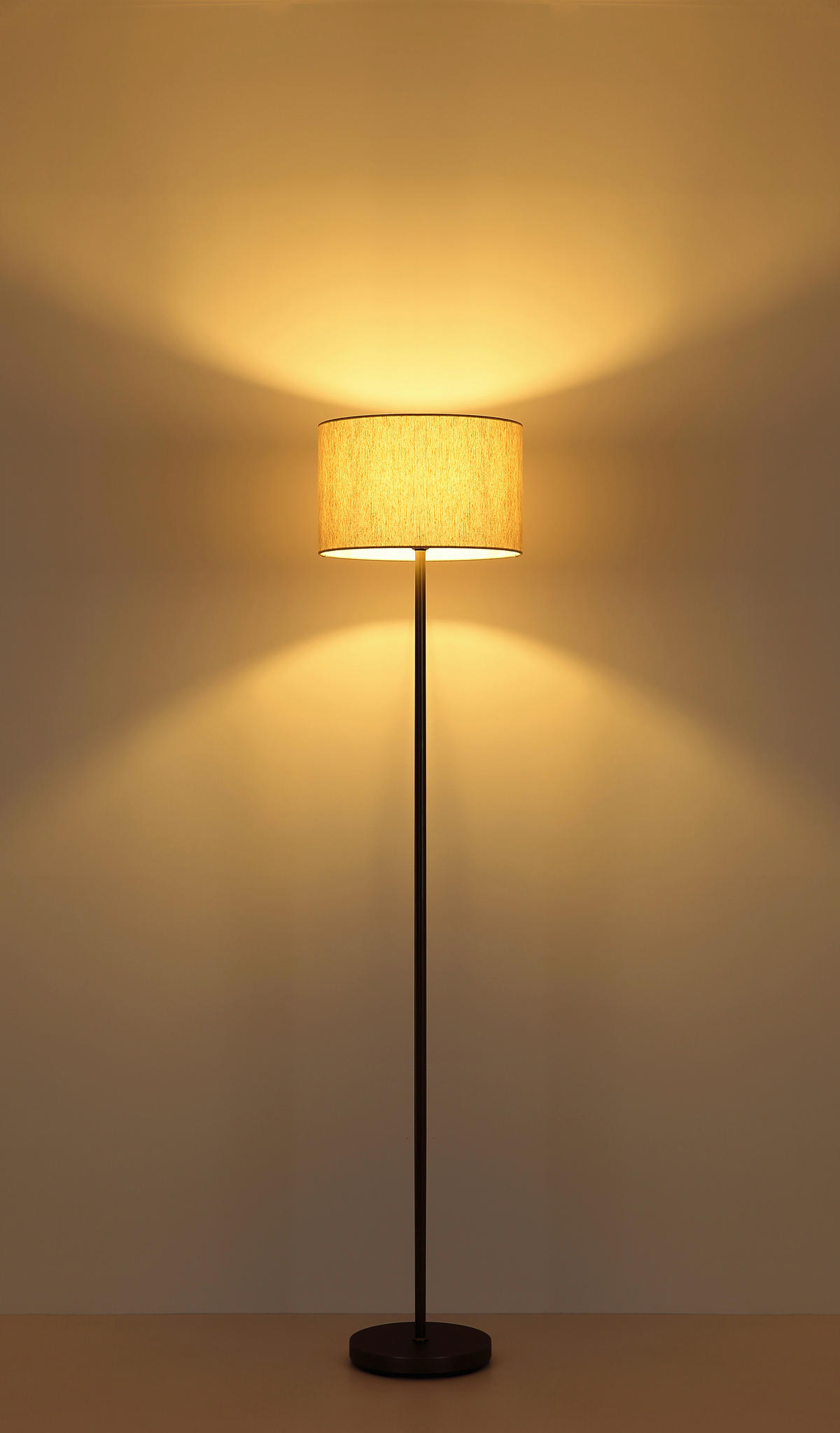 STOJACÍ LAMPA, 35/160 cm  - černá/krémová, Design, kov/textil (35/160cm) - Globo