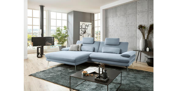 ECKSOFA in Webstoff Hellblau  - Schwarz/Hellblau, Design, Textil/Metall (184/284cm) - Dieter Knoll