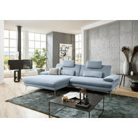 ECKSOFA in Webstoff Hellblau  - Schwarz/Hellblau, Design, Textil/Metall (184/284cm) - Dieter Knoll