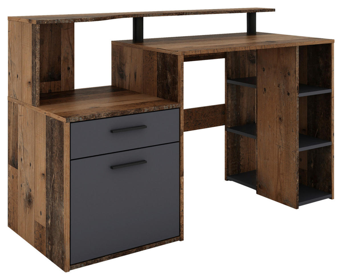 SCHREIBTISCH 140/55/89 cm  in Anthrazit, Alteiche  - Alteiche/Anthrazit, MODERN, Holzwerkstoff/Kunststoff (140/55/89cm) - MID.YOU