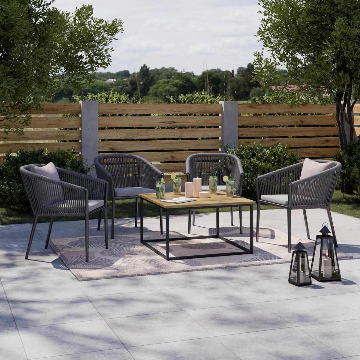 LOUNGETISCH Holz, Metall Akaziefarben rechteckig  - Akaziefarben, Modern, Holz/Metall (80/80/45cm) - Ambia Garden
