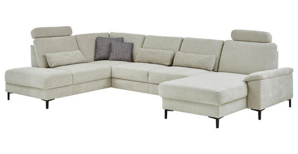 WOHNLANDSCHAFT Dieter Knoll Greige Chenille  - Greige/Schwarz, Design, Textil/Metall (235/349/175cm) - Dieter Knoll