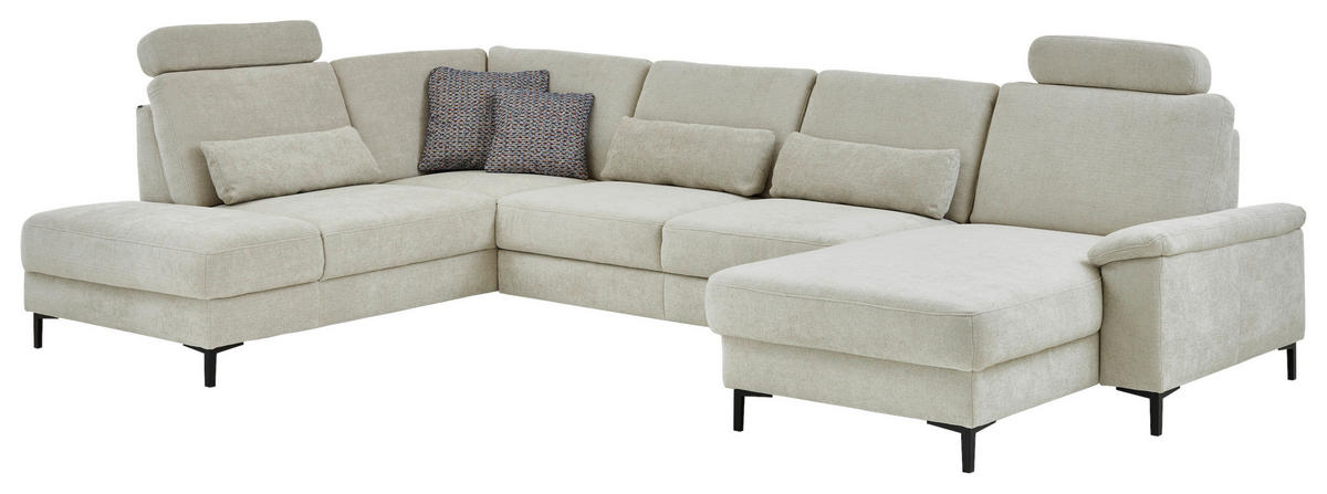 WOHNLANDSCHAFT Dieter Knoll Greige Chenille  - Greige/Schwarz, Design, Textil/Metall (235/349/175cm) - Dieter Knoll