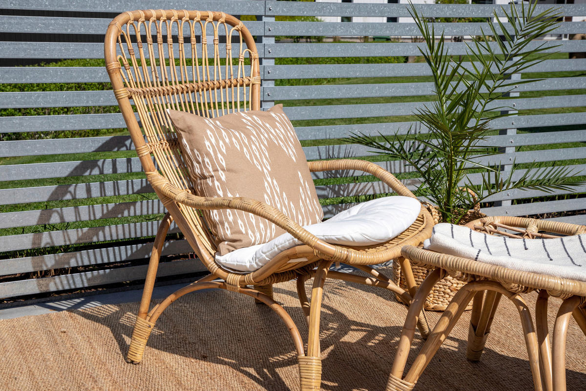 LOUNGESESSEL in Holz Braun, Weiß  - Braun/Weiß, KONVENTIONELL, Holz (66/95/131cm) - Gardenson