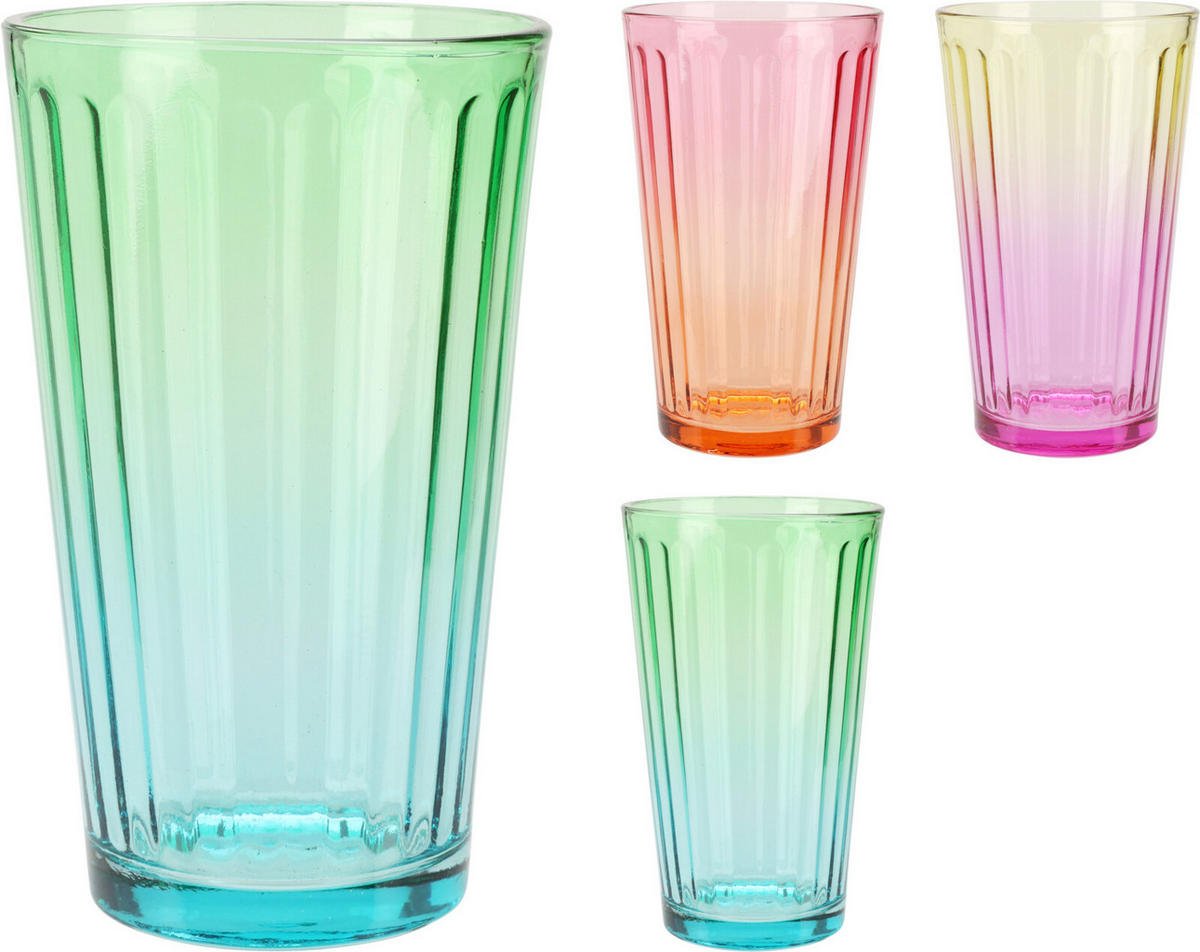 SZÍNES POHÁR,SZIVÁRVÁNYOS  - üveg (8,8cm)