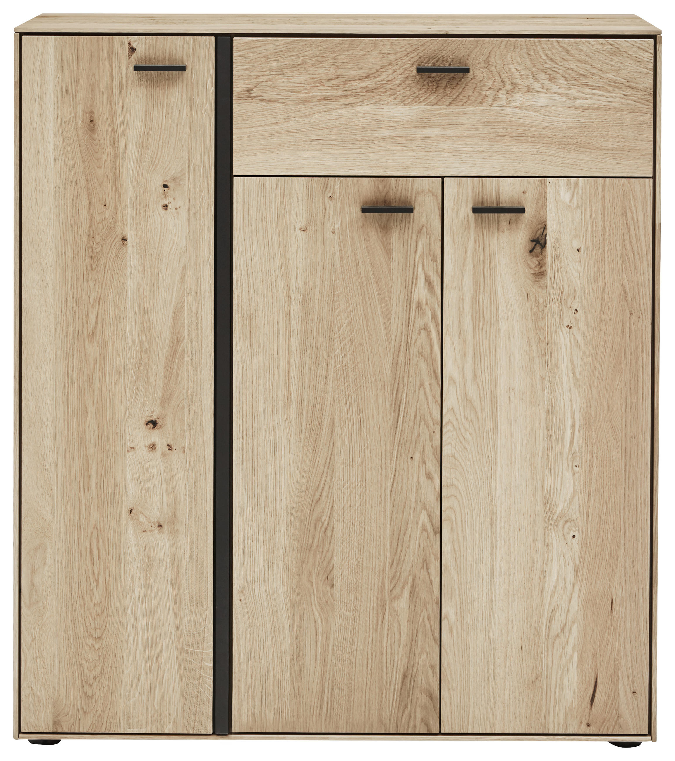 SCHUHSCHRANK Wildeiche massiv Anthrazit, Eichefarben  - Dunkelgrau/Eichefarben, Natur, Holz/Kunststoff (91,9/103,9/37cm) - Valnatura