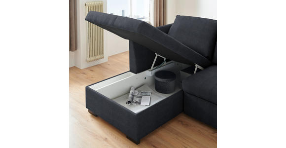 ECKSOFA inkl.Funktionen Dunkelgrau Webstoff  - Dunkelgrau/Schwarz, Design, Kunststoff/Textil (158/238cm) - Xora