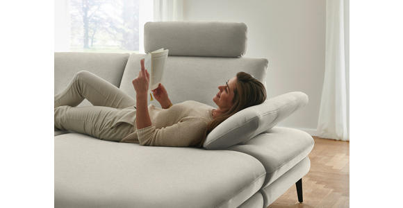 WOHNLANDSCHAFT  in Chenille, Flachgewebe Naturfarben  - Schwarz/Naturfarben, Design, Textil/Metall (208/344/180cm) - Dieter Knoll