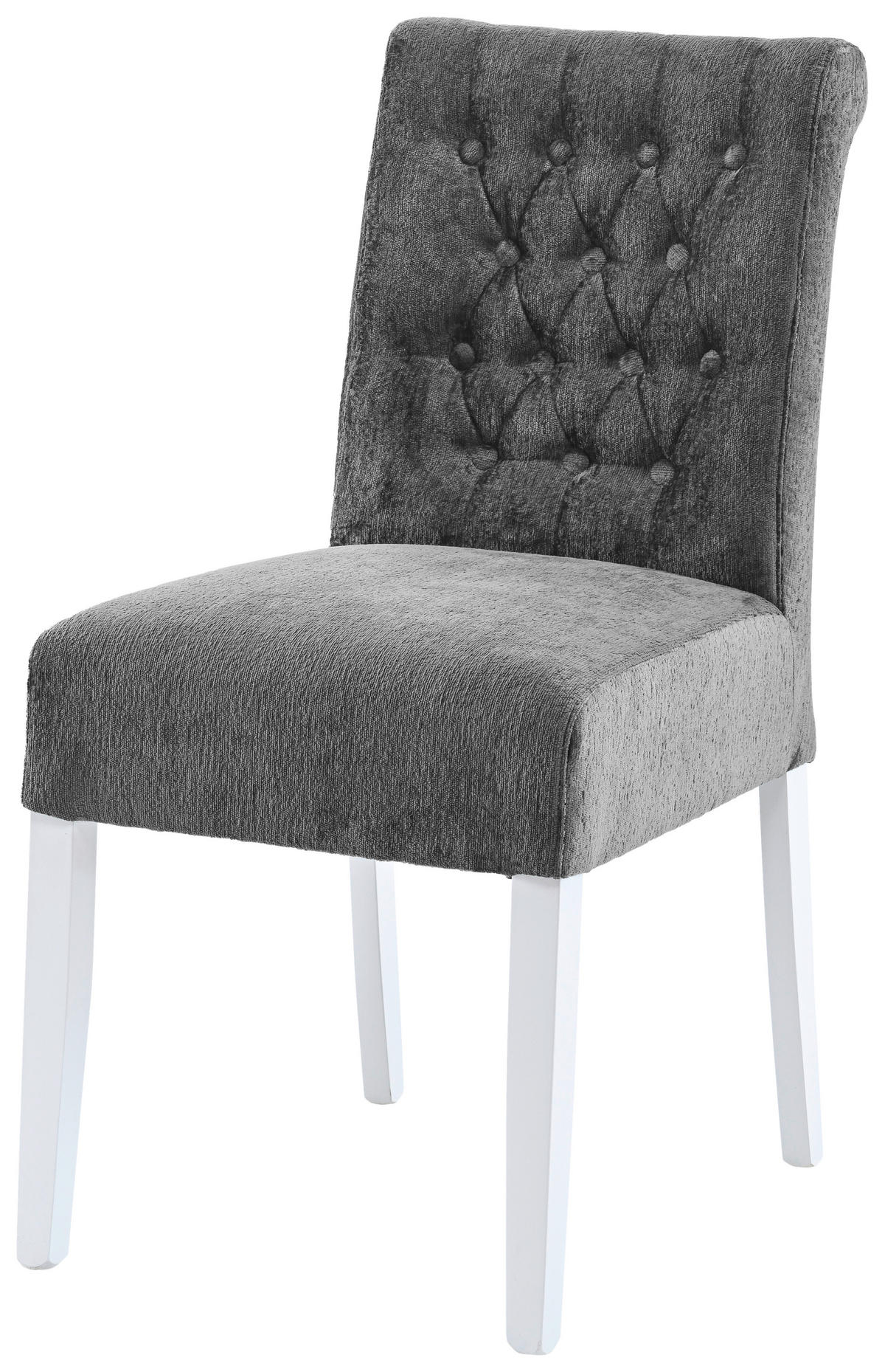 STUHL Chenille Grau Buche massiv  - Weiß/Grau, KONVENTIONELL, Holz/Textil (46,5/91/65cm) - Cantus